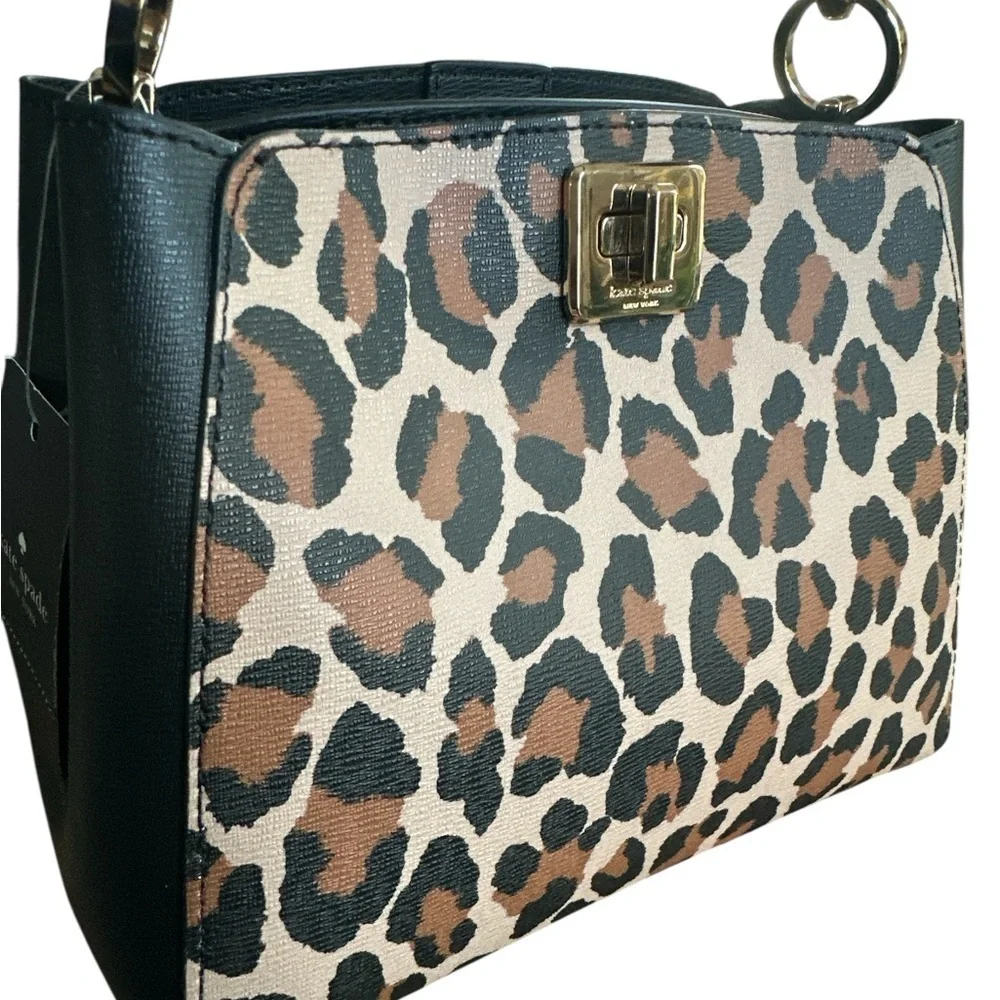Kate Spade Leopard Print Satchel Crossbody Top Handle NWT